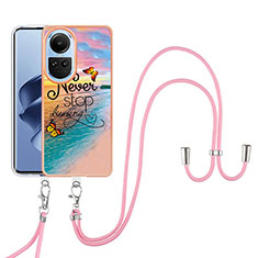 Handyhülle Silikon Hülle Gummi Schutzhülle Flexible Modisch Muster mit Schlüsselband Lanyard YB3 für Oppo Reno10 Pro 5G Plusfarbig