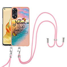 Handyhülle Silikon Hülle Gummi Schutzhülle Flexible Modisch Muster mit Schlüsselband Lanyard YB3 für Oppo Reno8 T 4G Plusfarbig