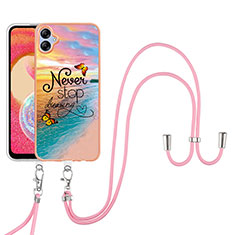 Handyhülle Silikon Hülle Gummi Schutzhülle Flexible Modisch Muster mit Schlüsselband Lanyard YB3 für Samsung Galaxy A04 4G Plusfarbig