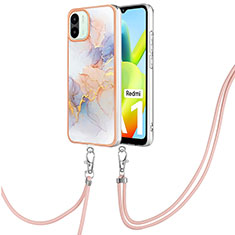 Handyhülle Silikon Hülle Gummi Schutzhülle Flexible Modisch Muster mit Schlüsselband Lanyard YB3 für Xiaomi Poco C50 Helles Lila