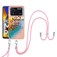 Handyhülle Silikon Hülle Gummi Schutzhülle Flexible Modisch Muster mit Schlüsselband Lanyard YB3 für Xiaomi Poco M4 Pro 4G Plusfarbig