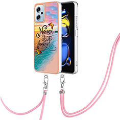 Handyhülle Silikon Hülle Gummi Schutzhülle Flexible Modisch Muster mit Schlüsselband Lanyard YB3 für Xiaomi Poco X4 GT 5G Plusfarbig