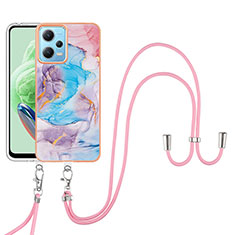 Handyhülle Silikon Hülle Gummi Schutzhülle Flexible Modisch Muster mit Schlüsselband Lanyard YB3 für Xiaomi Poco X5 5G Blau