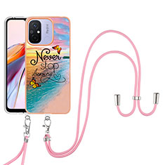 Handyhülle Silikon Hülle Gummi Schutzhülle Flexible Modisch Muster mit Schlüsselband Lanyard YB3 für Xiaomi Redmi 11A 4G Plusfarbig