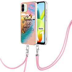 Handyhülle Silikon Hülle Gummi Schutzhülle Flexible Modisch Muster mit Schlüsselband Lanyard YB3 für Xiaomi Redmi A2 Plus Plusfarbig