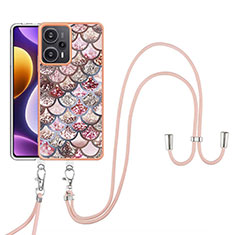 Handyhülle Silikon Hülle Gummi Schutzhülle Flexible Modisch Muster mit Schlüsselband Lanyard YB3 für Xiaomi Redmi Note 12 Turbo 5G Braun