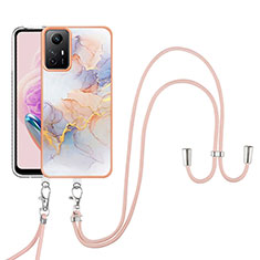 Handyhülle Silikon Hülle Gummi Schutzhülle Flexible Modisch Muster mit Schlüsselband Lanyard YB3 für Xiaomi Redmi Note 12S Helles Lila