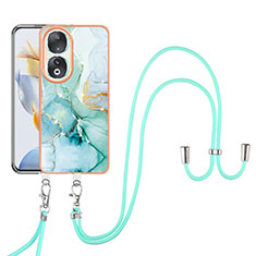 Handyhülle Silikon Hülle Gummi Schutzhülle Flexible Modisch Muster mit Schlüsselband Lanyard YB5 für Huawei Honor 90 5G Grün