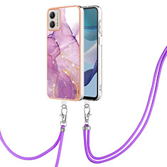 Handyhülle Silikon Hülle Gummi Schutzhülle Flexible Modisch Muster mit Schlüsselband Lanyard YB5 für Motorola Moto G53j 5G Helles Lila