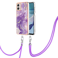 Handyhülle Silikon Hülle Gummi Schutzhülle Flexible Modisch Muster mit Schlüsselband Lanyard YB5 für Motorola Moto G53y 5G Violett