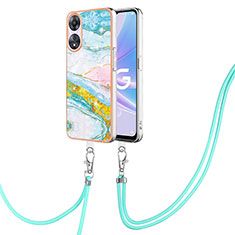 Handyhülle Silikon Hülle Gummi Schutzhülle Flexible Modisch Muster mit Schlüsselband Lanyard YB5 für Oppo A78 5G Bunt