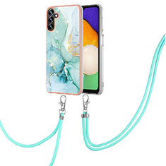 Handyhülle Silikon Hülle Gummi Schutzhülle Flexible Modisch Muster mit Schlüsselband Lanyard YB5 für Samsung Galaxy A54 5G Grün