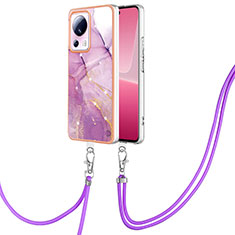 Handyhülle Silikon Hülle Gummi Schutzhülle Flexible Modisch Muster mit Schlüsselband Lanyard YB5 für Xiaomi Civi 2 5G Helles Lila