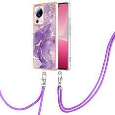 Handyhülle Silikon Hülle Gummi Schutzhülle Flexible Modisch Muster mit Schlüsselband Lanyard YB5 für Xiaomi Civi 2 5G Violett