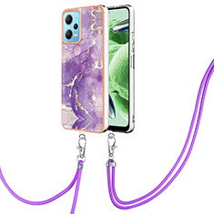 Handyhülle Silikon Hülle Gummi Schutzhülle Flexible Modisch Muster mit Schlüsselband Lanyard YB5 für Xiaomi Poco X5 5G Violett