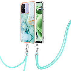 Handyhülle Silikon Hülle Gummi Schutzhülle Flexible Modisch Muster mit Schlüsselband Lanyard YB5 für Xiaomi Redmi 11A 4G Grün