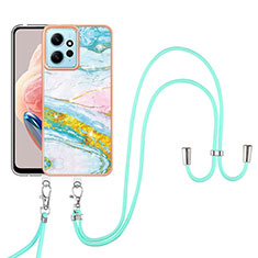 Handyhülle Silikon Hülle Gummi Schutzhülle Flexible Modisch Muster mit Schlüsselband Lanyard YB5 für Xiaomi Redmi Note 12 4G Bunt