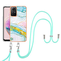 Handyhülle Silikon Hülle Gummi Schutzhülle Flexible Modisch Muster mit Schlüsselband Lanyard YB5 für Xiaomi Redmi Note 12S Bunt