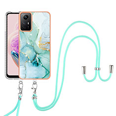 Handyhülle Silikon Hülle Gummi Schutzhülle Flexible Modisch Muster mit Schlüsselband Lanyard YB5 für Xiaomi Redmi Note 12S Grün