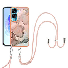 Handyhülle Silikon Hülle Gummi Schutzhülle Flexible Modisch Muster mit Schlüsselband Lanyard YB7 für Huawei Honor 90 Lite 5G Plusfarbig