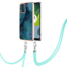 Handyhülle Silikon Hülle Gummi Schutzhülle Flexible Modisch Muster mit Schlüsselband Lanyard YB7 für Motorola Moto E13 Grün