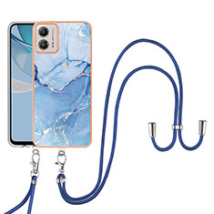 Handyhülle Silikon Hülle Gummi Schutzhülle Flexible Modisch Muster mit Schlüsselband Lanyard YB7 für Motorola Moto G53 5G Blau