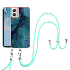 Handyhülle Silikon Hülle Gummi Schutzhülle Flexible Modisch Muster mit Schlüsselband Lanyard YB7 für Motorola Moto G53j 5G Grün