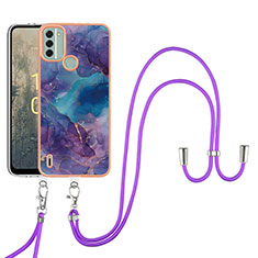 Handyhülle Silikon Hülle Gummi Schutzhülle Flexible Modisch Muster mit Schlüsselband Lanyard YB7 für Nokia C31 Violett