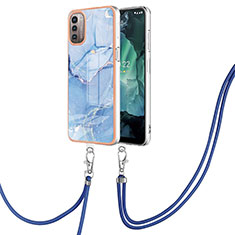 Handyhülle Silikon Hülle Gummi Schutzhülle Flexible Modisch Muster mit Schlüsselband Lanyard YB7 für Nokia G11 Blau