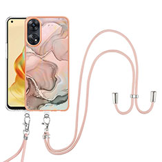 Handyhülle Silikon Hülle Gummi Schutzhülle Flexible Modisch Muster mit Schlüsselband Lanyard YB7 für Oppo Reno8 T 4G Plusfarbig