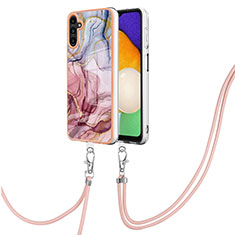 Handyhülle Silikon Hülle Gummi Schutzhülle Flexible Modisch Muster mit Schlüsselband Lanyard YB7 für Samsung Galaxy A04s Plusfarbig