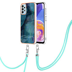 Handyhülle Silikon Hülle Gummi Schutzhülle Flexible Modisch Muster mit Schlüsselband Lanyard YB7 für Samsung Galaxy A23 4G Grün