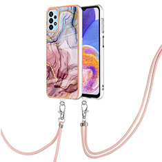 Handyhülle Silikon Hülle Gummi Schutzhülle Flexible Modisch Muster mit Schlüsselband Lanyard YB7 für Samsung Galaxy A23 4G Plusfarbig