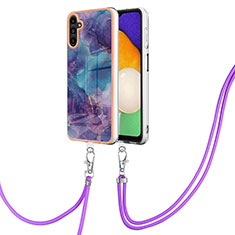 Handyhülle Silikon Hülle Gummi Schutzhülle Flexible Modisch Muster mit Schlüsselband Lanyard YB7 für Samsung Galaxy A34 5G Violett