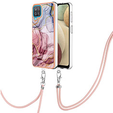 Handyhülle Silikon Hülle Gummi Schutzhülle Flexible Modisch Muster mit Schlüsselband Lanyard YB7 für Samsung Galaxy M12 Plusfarbig