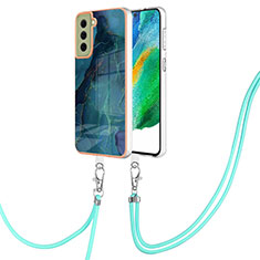 Handyhülle Silikon Hülle Gummi Schutzhülle Flexible Modisch Muster mit Schlüsselband Lanyard YB7 für Samsung Galaxy S21 FE 5G Grün