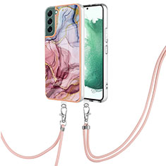 Handyhülle Silikon Hülle Gummi Schutzhülle Flexible Modisch Muster mit Schlüsselband Lanyard YB7 für Samsung Galaxy S22 5G Plusfarbig