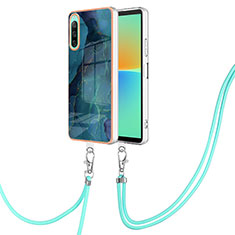 Handyhülle Silikon Hülle Gummi Schutzhülle Flexible Modisch Muster mit Schlüsselband Lanyard YB7 für Sony Xperia 10 IV Grün