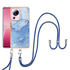 Handyhülle Silikon Hülle Gummi Schutzhülle Flexible Modisch Muster mit Schlüsselband Lanyard YB7 für Xiaomi Civi 2 5G Blau