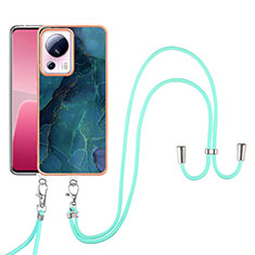 Handyhülle Silikon Hülle Gummi Schutzhülle Flexible Modisch Muster mit Schlüsselband Lanyard YB7 für Xiaomi Civi 2 5G Grün