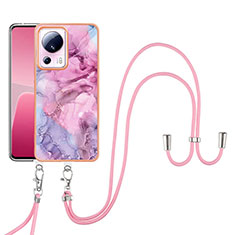 Handyhülle Silikon Hülle Gummi Schutzhülle Flexible Modisch Muster mit Schlüsselband Lanyard YB7 für Xiaomi Civi 2 5G Helles Lila