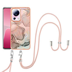 Handyhülle Silikon Hülle Gummi Schutzhülle Flexible Modisch Muster mit Schlüsselband Lanyard YB7 für Xiaomi Civi 2 5G Rosa