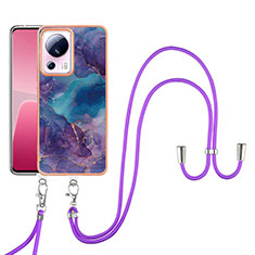 Handyhülle Silikon Hülle Gummi Schutzhülle Flexible Modisch Muster mit Schlüsselband Lanyard YB7 für Xiaomi Civi 2 5G Violett