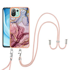 Handyhülle Silikon Hülle Gummi Schutzhülle Flexible Modisch Muster mit Schlüsselband Lanyard YB7 für Xiaomi Mi 11 Lite 4G Plusfarbig