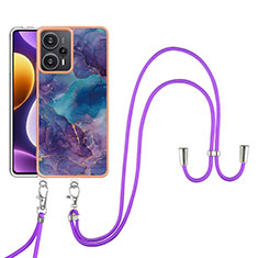 Handyhülle Silikon Hülle Gummi Schutzhülle Flexible Modisch Muster mit Schlüsselband Lanyard YB7 für Xiaomi Poco F5 5G Violett