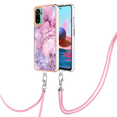 Handyhülle Silikon Hülle Gummi Schutzhülle Flexible Modisch Muster mit Schlüsselband Lanyard YB7 für Xiaomi Poco M5S Helles Lila