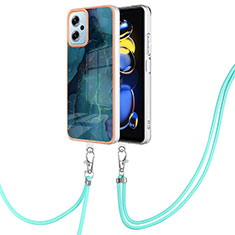 Handyhülle Silikon Hülle Gummi Schutzhülle Flexible Modisch Muster mit Schlüsselband Lanyard YB7 für Xiaomi Poco X4 GT 5G Grün