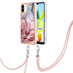 Handyhülle Silikon Hülle Gummi Schutzhülle Flexible Modisch Muster mit Schlüsselband Lanyard YB7 für Xiaomi Redmi A2 Plus Plusfarbig