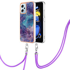 Handyhülle Silikon Hülle Gummi Schutzhülle Flexible Modisch Muster mit Schlüsselband Lanyard YB7 für Xiaomi Redmi K50i 5G Violett