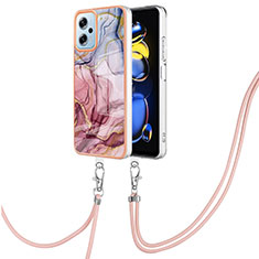 Handyhülle Silikon Hülle Gummi Schutzhülle Flexible Modisch Muster mit Schlüsselband Lanyard YB7 für Xiaomi Redmi Note 11 Pro+ Plus 5G Plusfarbig